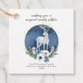 Winter Solstice Holiday Deer Blue White Christmas Geschenkanhänger