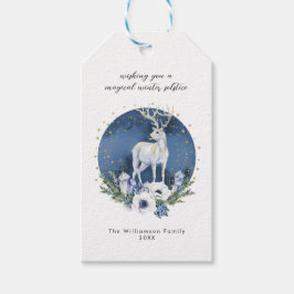 Winter Solstice Holiday Deer Blue White Christmas Geschenkanhänger