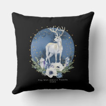 Winter Solstice Holiday Deer Blue White Christmas
