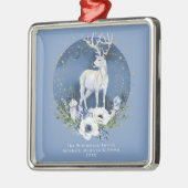 Winter Solstice Holiday Deer Blue White Christmas Ornament Aus Metall (Links)