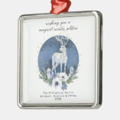 Winter Solstice Holiday Deer Blue White Christmas Ornament Aus Metall (Links)