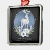 Winter Solstice Holiday Deer Blue White Christmas Ornament Aus Metall (Links)