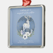 Winter Solstice Holiday Deer Blue White Christmas Ornament Aus Metall (Links)