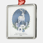 Winter Solstice Holiday Deer Blue White Christmas Ornament Aus Metall (Links)