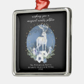 Winter Solstice Holiday Deer Blue White Christmas Ornament Aus Metall (Links)