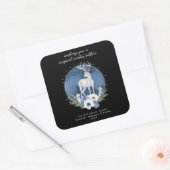 Winter Solstice Holiday Deer Blue White Christmas Quadratischer Aufkleber (Umschlag)