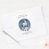 Winter Solstice Holiday Deer Blue White Christmas Quadratischer Aufkleber (Umschlag)