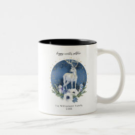 Winter Solstice Holiday Deer Blue White Christmas Zweifarbige Tasse