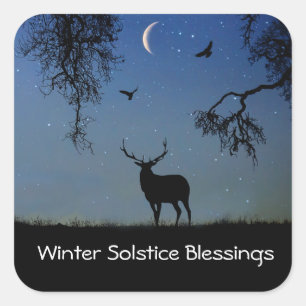 Winter Solstice Holiday Elch Quadratischer Aufkleber