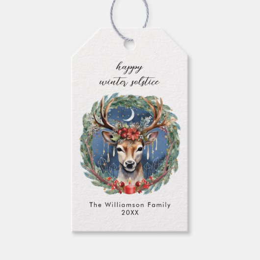 Winter Solstice Holiday Hirschkranz Weihnachten We Geschenkanhänger (Vorderseite)