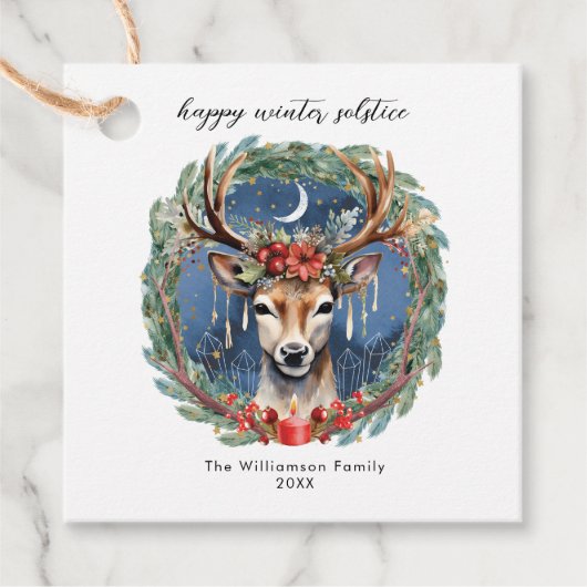Winter Solstice Holiday Hirschkranz Weihnachten We Geschenkanhänger (Vorderseite)