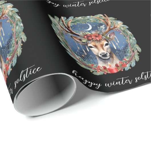 Winter Solstice Holiday Hirschkranz Weihnachten We Geschenkpapier (Rolleneckpunkt)