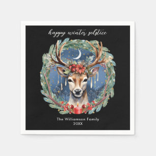 Winter Solstice Holiday Hirschkranz Weihnachten We Serviette