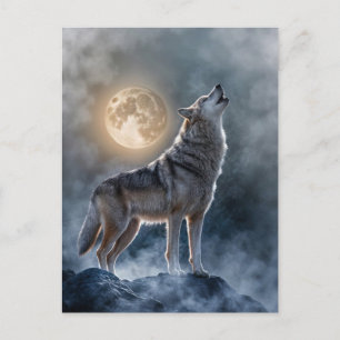 Winter Solstice Howling Wolf Moon Feiertagspostkarte
