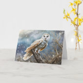 Winter Solstice Owl auf Baum mit einer Sternennach Karte (Gelbe Blume)