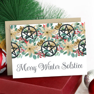 Winter Solstice Poinsettia Pentagramme Festivals W Karte