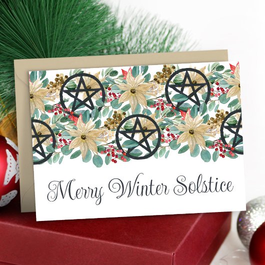 Winter Solstice Poinsettia Pentagramme Festivals W Karte