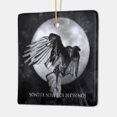 Winter Solstice Raven Crow and Moon Keramikornament (Links)