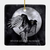 Winter Solstice Raven Crow and Moon Keramikornament (Rückseite)