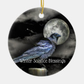 Winter Solstice Raven Crow Moon Pagan Keramik Ornament (Vorne)