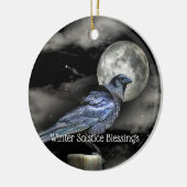Winter Solstice Raven Crow Moon Pagan Keramik Ornament (Links)