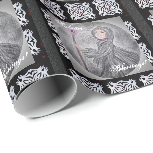 Winter Solstice Schnee Maker Hexenpagan Geschenkpapier (Rolleneckpunkt)