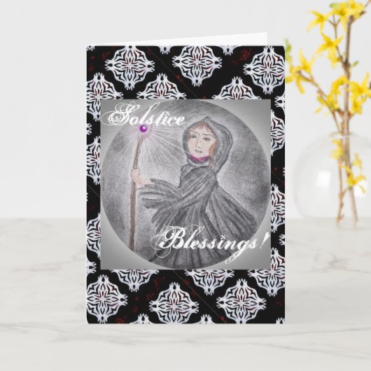 Winter Solstice Schnee Maker Hexenpagan Karte (Gelbe Blume)