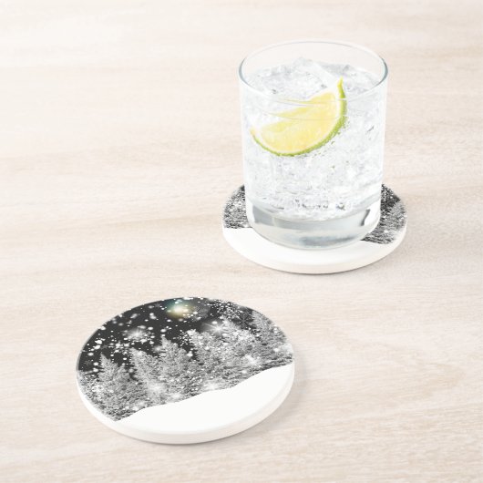 Winter Solstice Schneefall Getränkeuntersetzer (Seite)