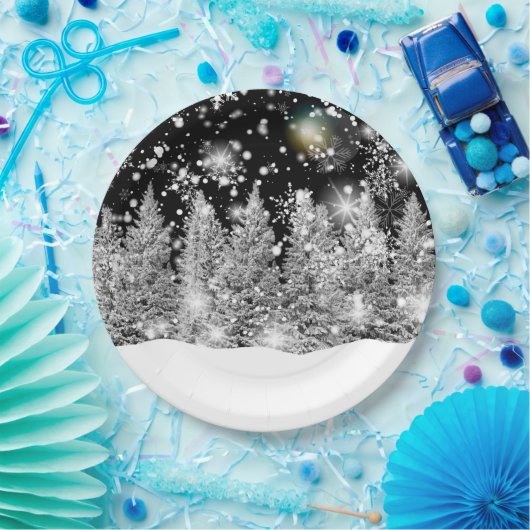 Winter Solstice Schneefall Pappteller (Party)