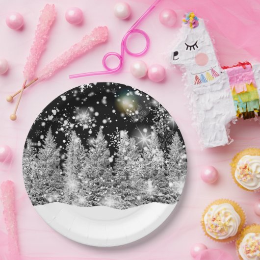 Winter Solstice Schneefall Pappteller (Party)