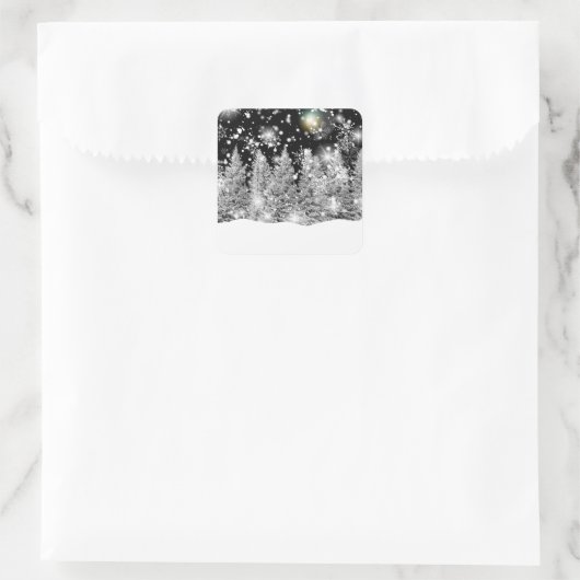 Winter Solstice Schneefall Quadratischer Aufkleber (Tasche)