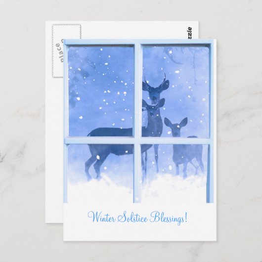 Winter Solstice Segen Hirsche Postkarte (Vorne/Hinten)