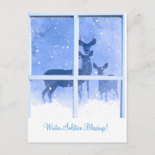 Winter Solstice Segen Hirsche Postkarte
