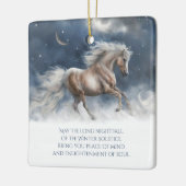 Winter Solstice Segen Pferd Schnee Crescent Mond Keramikornament (Links)