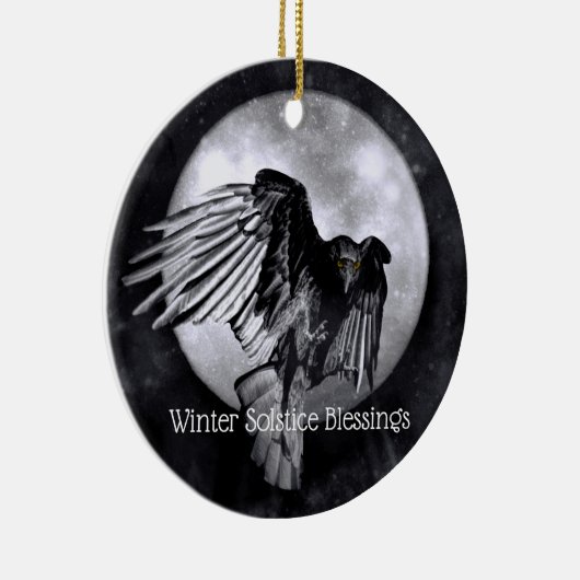 Winter Solstice Segen Raven oder Crow Moon Pagan Keramik Ornament (Rechts)