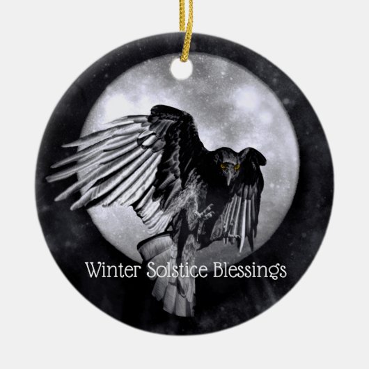 Winter Solstice Segen Raven oder Crow Moon Pagan Keramik Ornament (Vorne)