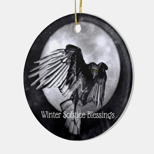 Winter Solstice Segen Raven oder Crow Moon Pagan Keramik Ornament (Links)