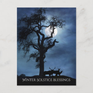 Winter Solstice Segnungen Elche und Mond Postkarte