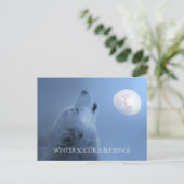 Winter Solstice Segnungen Wolf und Mond Postkarte (Stehend Vorderseite)