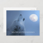 Winter Solstice Segnungen Wolf und Mond Postkarte (Vorne/Hinten)