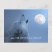 Winter Solstice Segnungen Wolf und Mond Postkarte (Vorderseite)