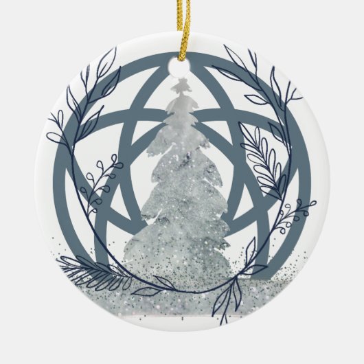 Winter Solstice Snow Glitzer Individuelle Name Keramik Ornament (Vorne)