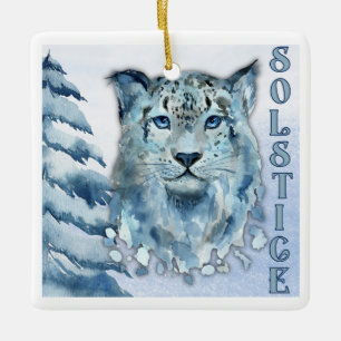 Winter Solstice Snow Leopard Keramikornament