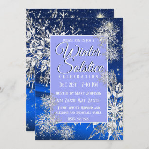 Winter Solstice Snowflake Flake Blue Einladung