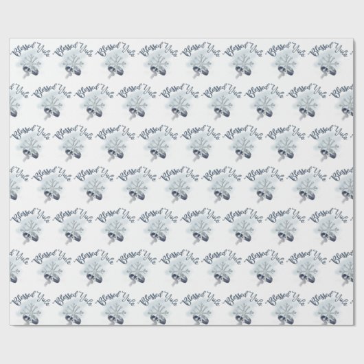Winter Solstice Snowflake Weihnachten Navy & White Geschenkpapier (Flach)