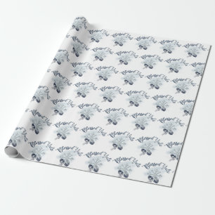 Winter Solstice Snowflake Weihnachten Navy & White Geschenkpapier