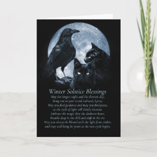 Winter Solstice spirituelles Gedicht Raven Cats Mo Karte