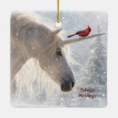 Winter Solstice Weihnachten Einhorn Schnee Keramikornament (Rückseite)