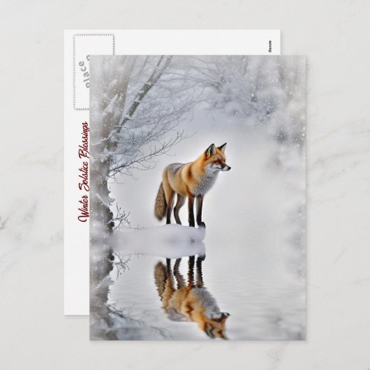 Winter Solstice Weihnachten Fox Winterschnee (Vorne/Hinten)
