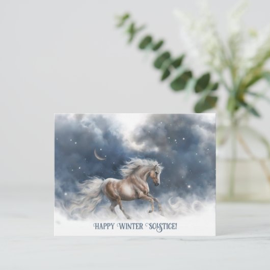 Winter Solstice Weihnachten mit Pferd und Halbmond (Stehend Vorderseite)